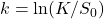 k = \ln(K / S_0)